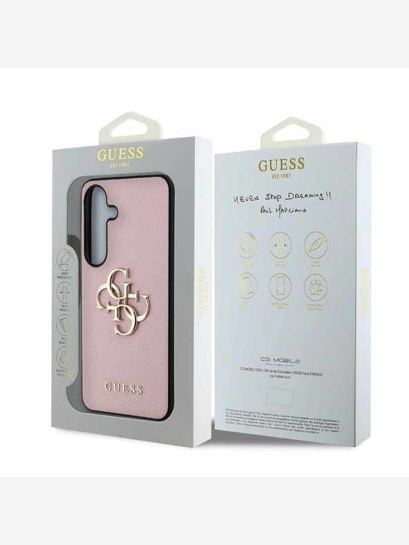 Guess Guess PU Grained 4G Metal Logo Zadní Kryt pro Samsung Galaxy S25 Pink