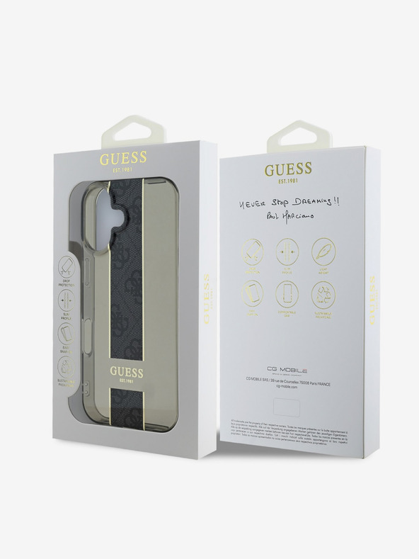 Guess Guess IML Middle 4G Stripe Zadní Kryt pro iPhone 16 Black