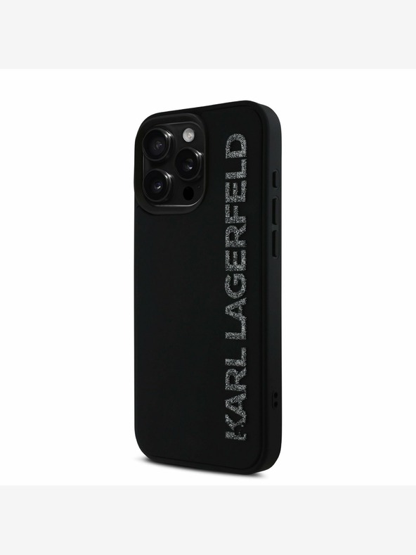 Karl Lagerfeld Karl Lagerfeld 3D Rubber Glitter Logo Zadní Kryt pro iPhone 16 Pro Max Black