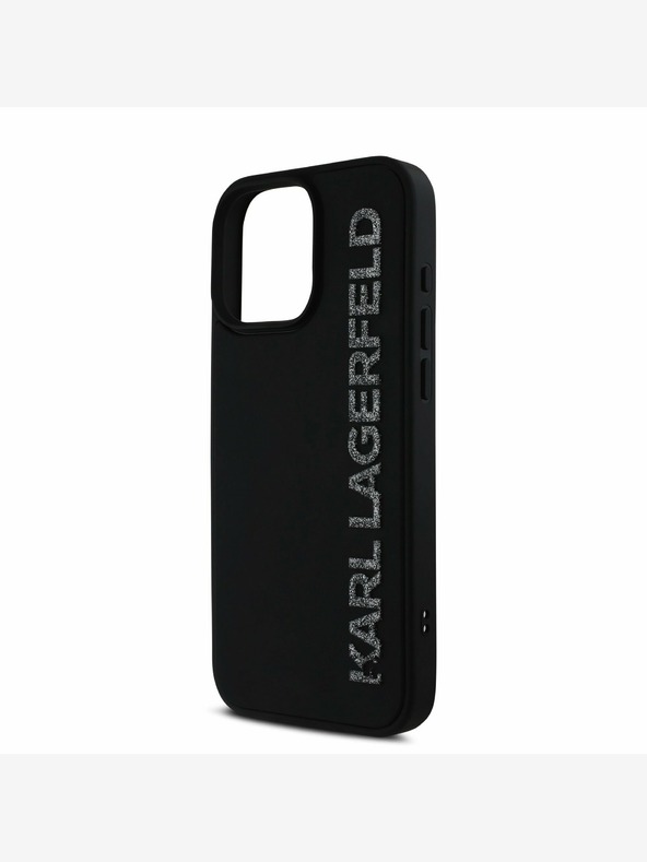 Karl Lagerfeld Karl Lagerfeld 3D Rubber Glitter Logo Zadní Kryt pro iPhone 16 Pro Max Black