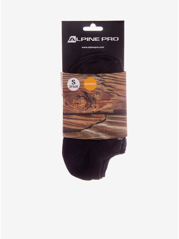 ALPINE PRO Sada tří párů unisex ponožek v černé barvě ALPINE PRO 3UNICO