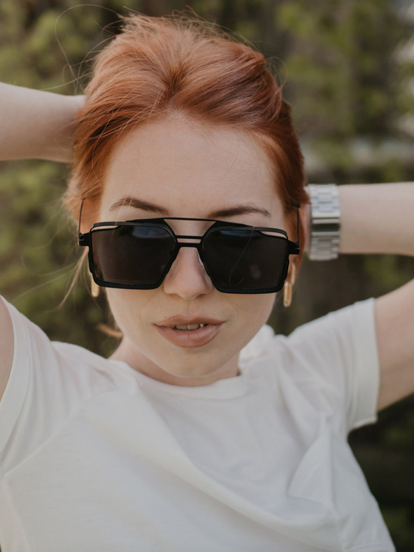 VEYREY Černé unisex sluneční brýle VeyRey Steampunk Sosrael