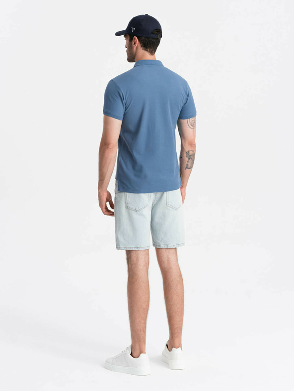 Ombre Clothing Modré pánské basic polo tričko Ombre Clothing
