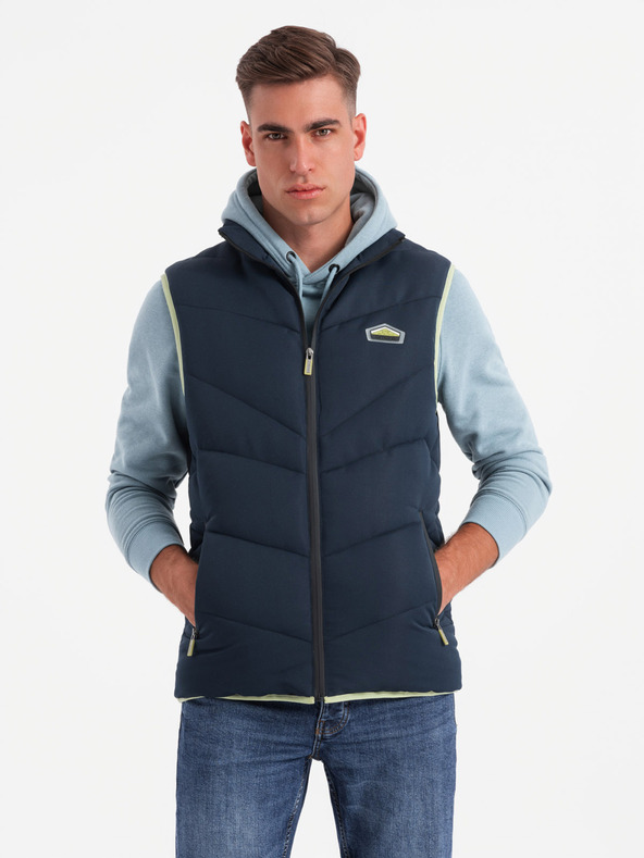 Ombre Clothing Pánská prošívaná vestas neonovými akcenty Ombre Clothing
