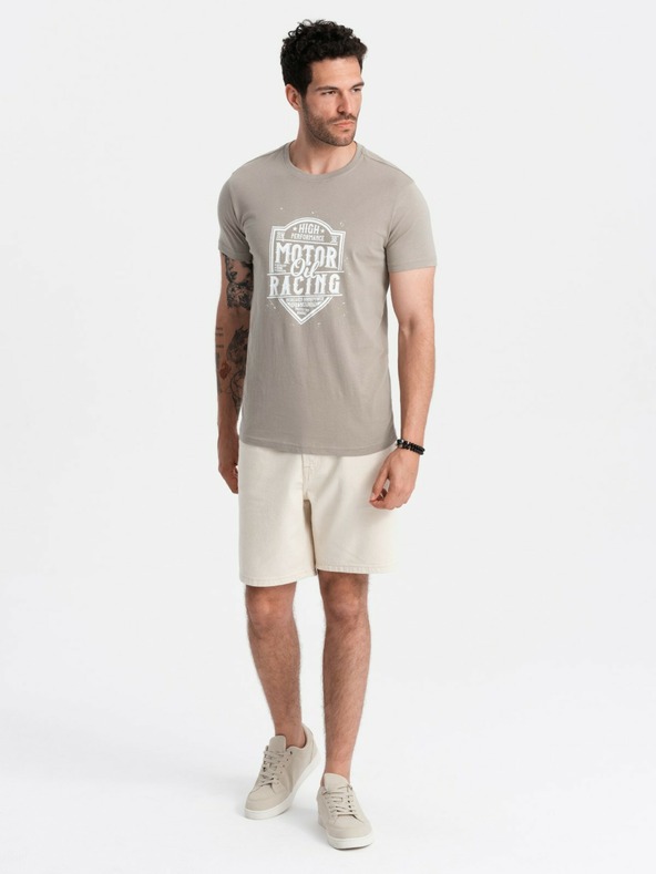 Ombre Clothing Šedé pánské tričko s potiskem Ombre Clothing