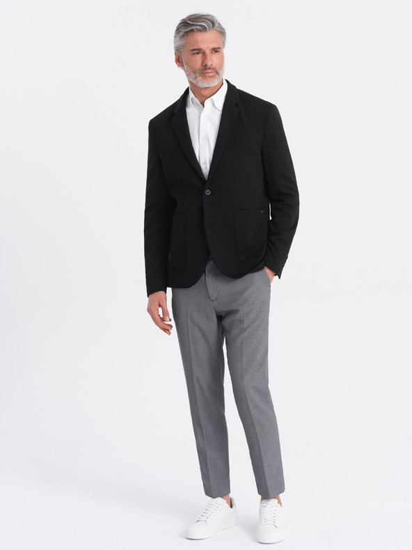 Ombre Clothing Černé pánské sako s kapsami Ombre Clothing
