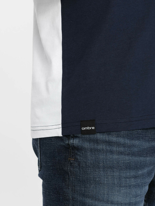 Ombre Clothing Červeno-bílé pánské bavlněné tričko Ombre Clothing