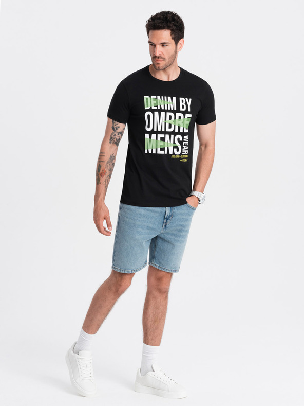 Ombre Clothing Černé pánské bavlněné tričko Ombre Clothing
