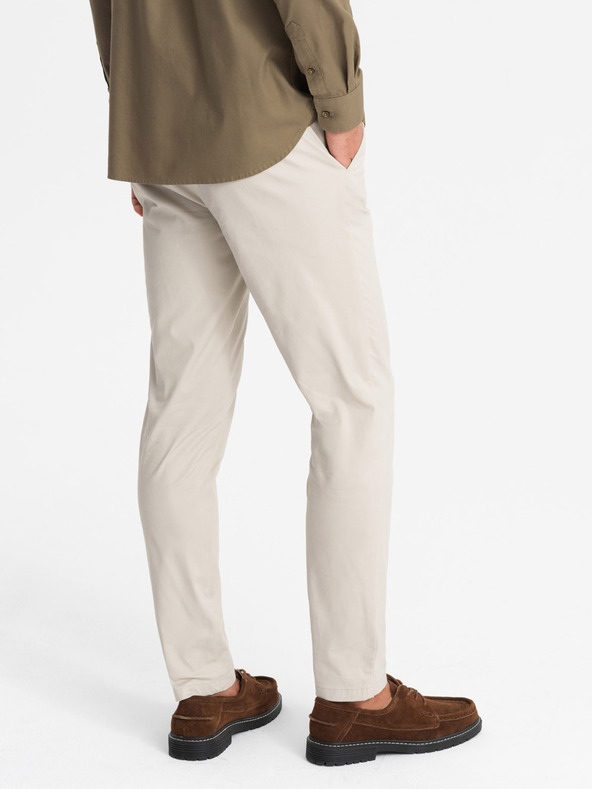Ombre Clothing Pánské kalhoty chino REGULAR FIT béžové Ombre Clothing