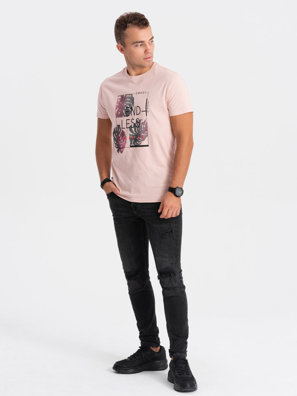 Edoti EDOTI Pánské tričko s potiskem, světle růžové