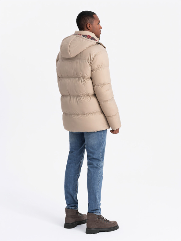 Ombre Clothing Pánská bunda s kostkovanou podšívkou Ombre Clothing