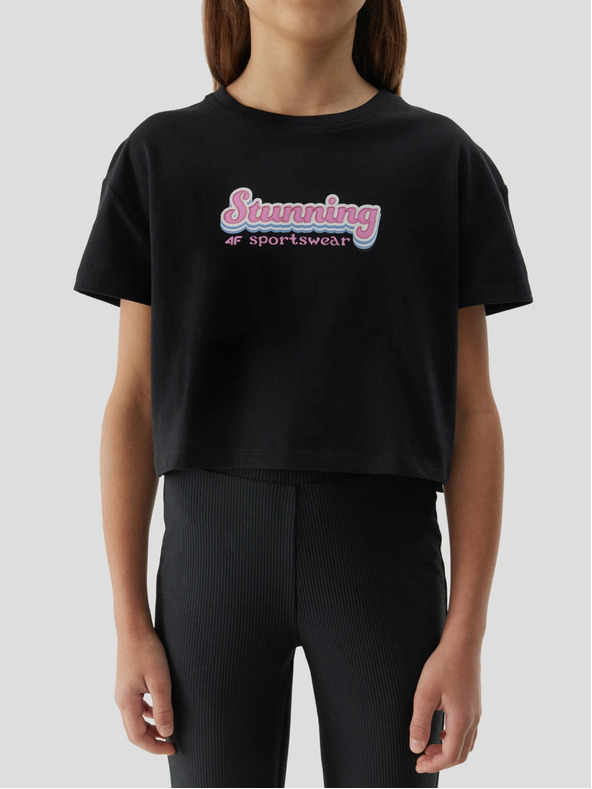 4F Dívčí tričko crop top z organické bavlny 4F