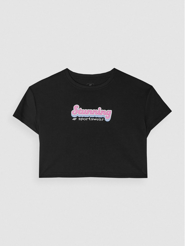 4F Dívčí tričko crop top z organické bavlny 4F