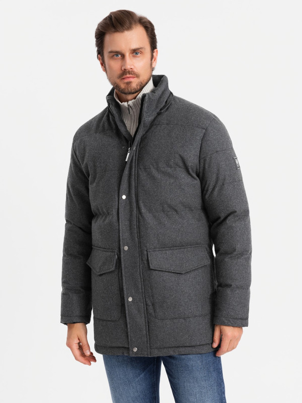 Ombre Clothing Pánská dlouhá teplá bunda parka s vlnou Ombre Clothing