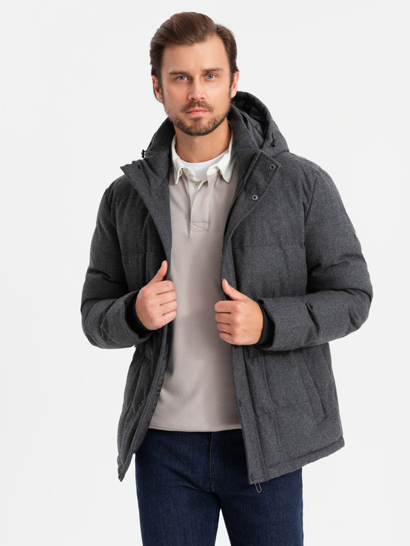 Ombre Clothing Pánská lehká bunda se síťovanou podšívkou a kapucí Ombre Clothing