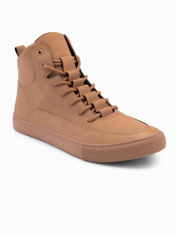 Ombre Clothing Pánské vysoké tenisky s gumovou špičkou hnědá Ombre Clothing