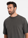 Ombre Clothing Pánské tričko LOOSE FIT s kapsou khaki Ombre Clothing