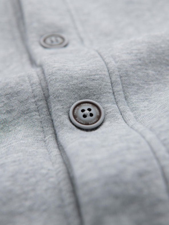 Ombre Clothing Pánská mikina s kapucí na knoflíky - šedá melanž V2 OM-SSZP-0186 Ombre Clothing