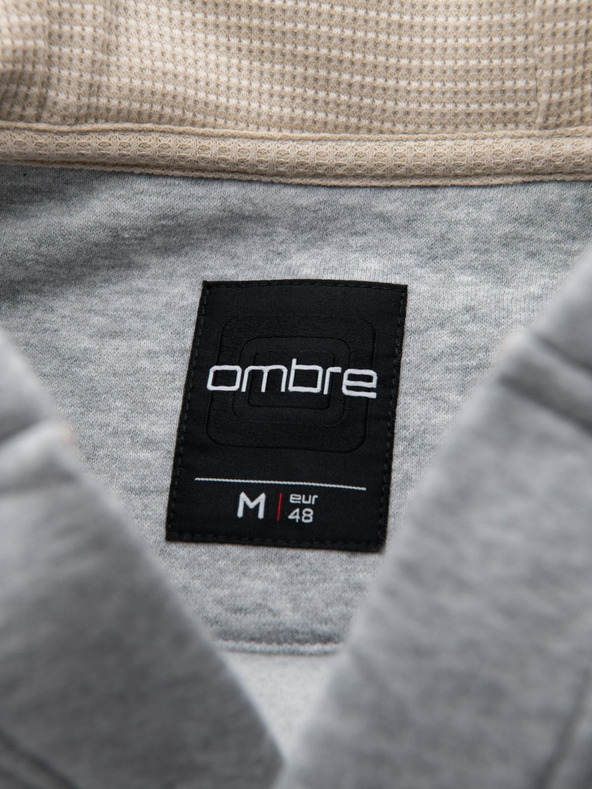 Ombre Clothing Pánská mikina s kapucí na knoflíky - šedá melanž V2 OM-SSZP-0186 Ombre Clothing