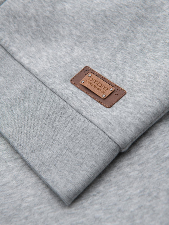Ombre Clothing Pánská mikina s kapucí na knoflíky - šedá melanž V2 OM-SSZP-0186 Ombre Clothing