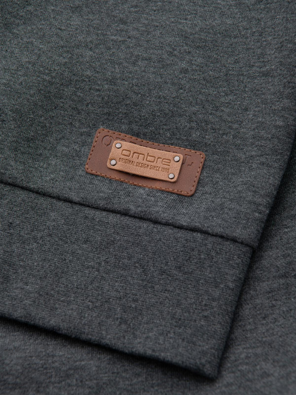 Ombre Clothing Pánská mikina s kapucí na knoflíky - grafitová melanž V4 OM-SSZP-0186 Ombre Clothing