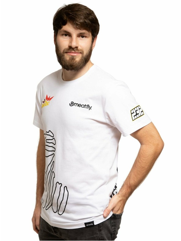 Meatfly Meatfly pánské tričko Big Shock Dakar White | Bílá | Velikost M | 100% bavlna