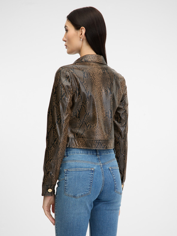 Orsay Hnědá dámská vzorovaná koženková bunda ORSAY