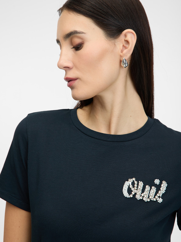 Orsay Tmavě modré dámské tričko s krátkým rukávem ORSAY