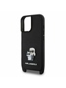 Karl Lagerfeld Karl Lagerfeld Saffiano Crossbody Popruh Metal Karl and Choupette Zadní Kryt pro iPhone 16 Plus Black