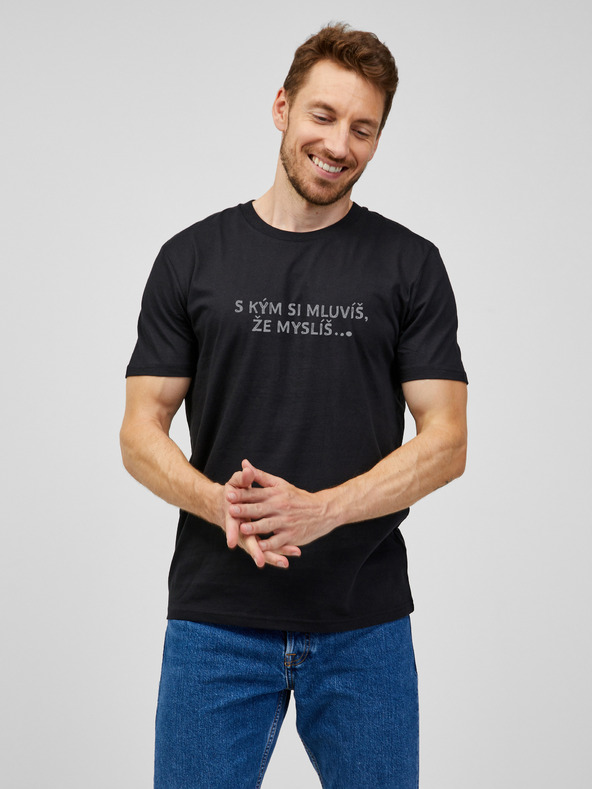 ZOOT.Original Černé pánské tričko ZOOT.Original S kým si mluvíš, že myslíš