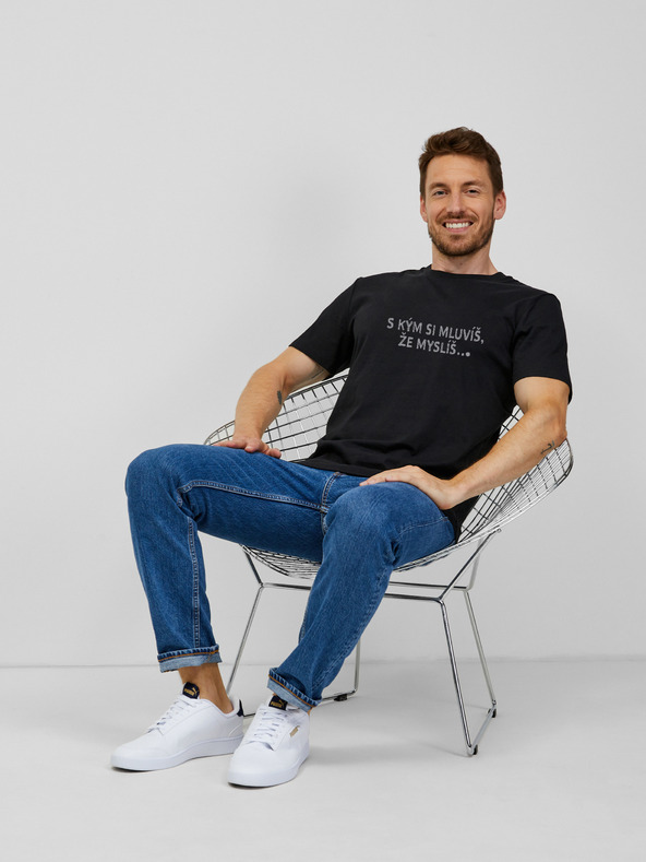 ZOOT.Original Černé pánské tričko ZOOT.Original S kým si mluvíš, že myslíš