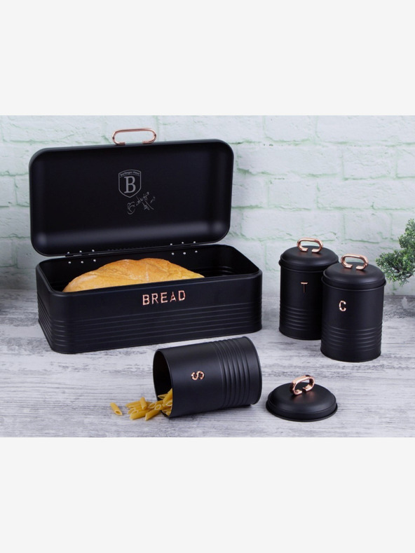 Berlingerhaus Chlebovka a dóza na potraviny sada 4 ks Black Rose Collection BERLINGERHAUS