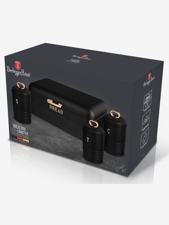 Berlingerhaus Chlebovka a dóza na potraviny sada 4 ks Black Rose Collection BERLINGERHAUS