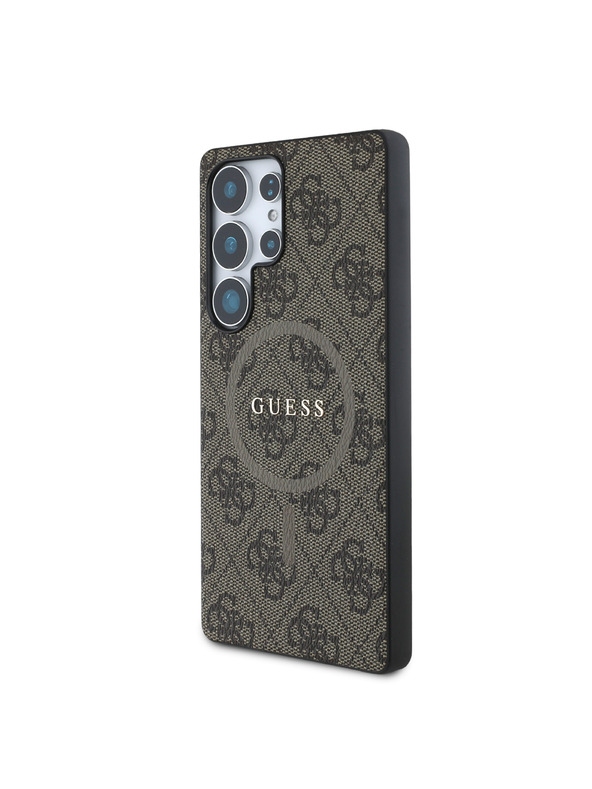 Guess Guess PU Leather 4G Colored Ring MagSafe Zadní Kryt pro Samsung Galaxy S25 Ultra Brown