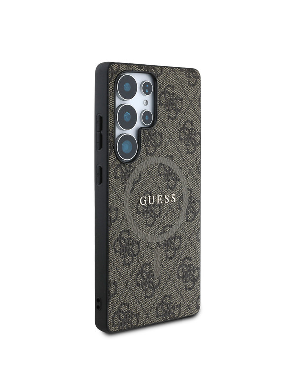 Guess Guess PU Leather 4G Colored Ring MagSafe Zadní Kryt pro Samsung Galaxy S25 Ultra Brown
