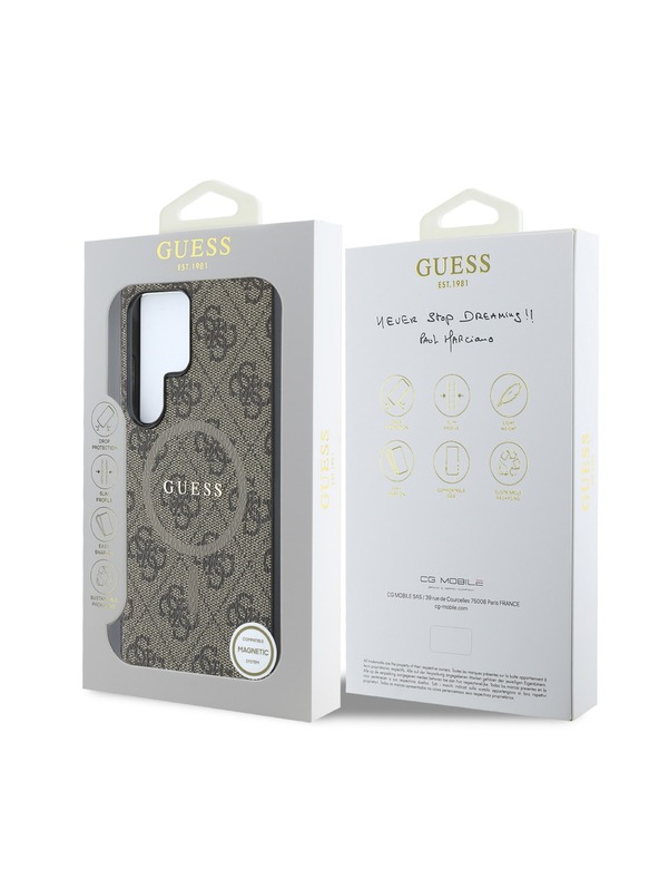 Guess Guess PU Leather 4G Colored Ring MagSafe Zadní Kryt pro Samsung Galaxy S25 Ultra Brown