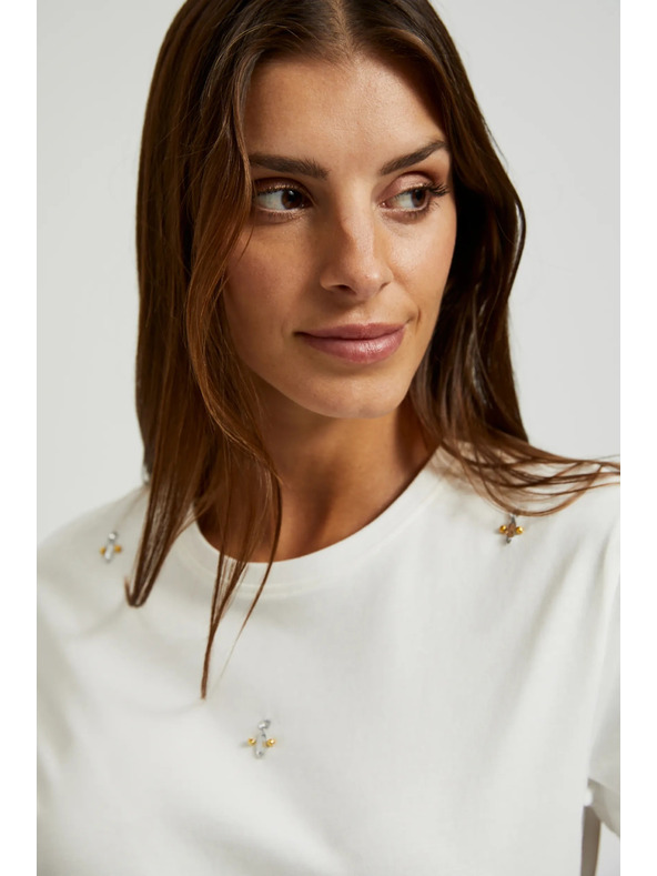 Moodo Bílé basic triko s krátkým rukávem