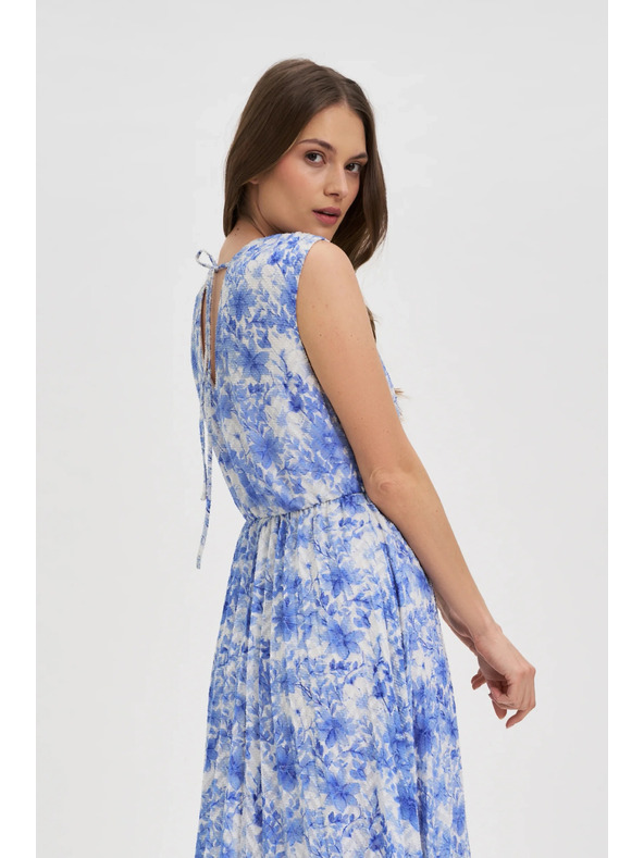 Moodo Vzorované modré dámské šaty Moodo