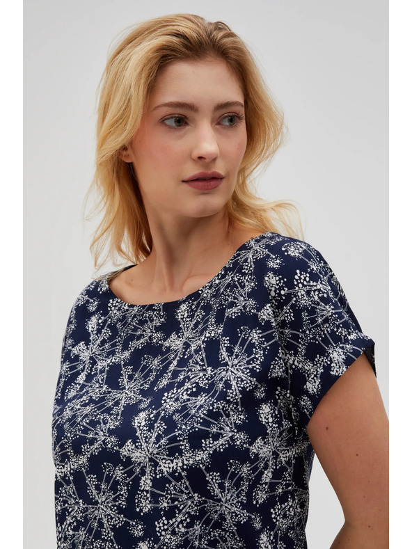 Moodo Tmavě modrá dámská halenka se zavazováním