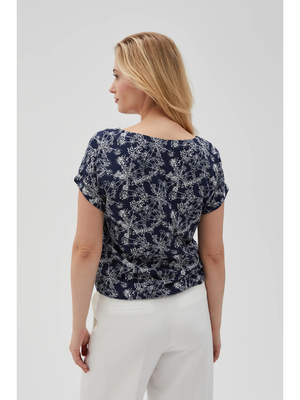 Moodo Tmavě modrá dámská halenka se zavazováním