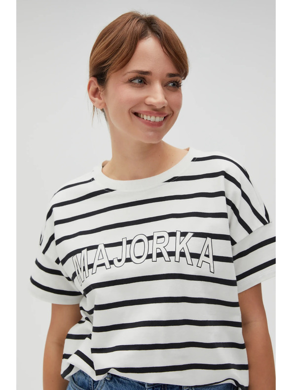 Moodo Bílé dámské pruhované tričko
