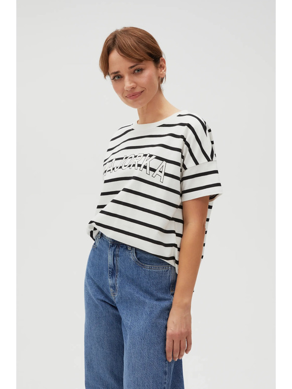 Moodo Bílé dámské pruhované tričko