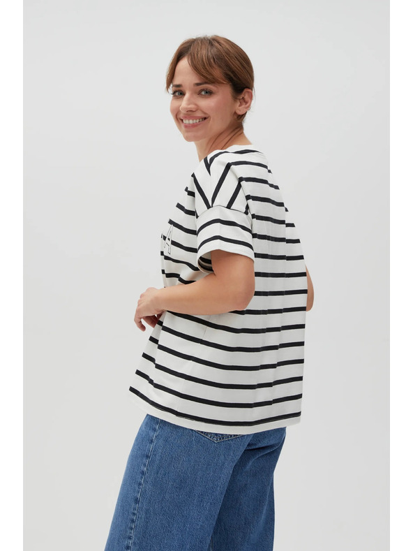 Moodo Bílé dámské pruhované tričko