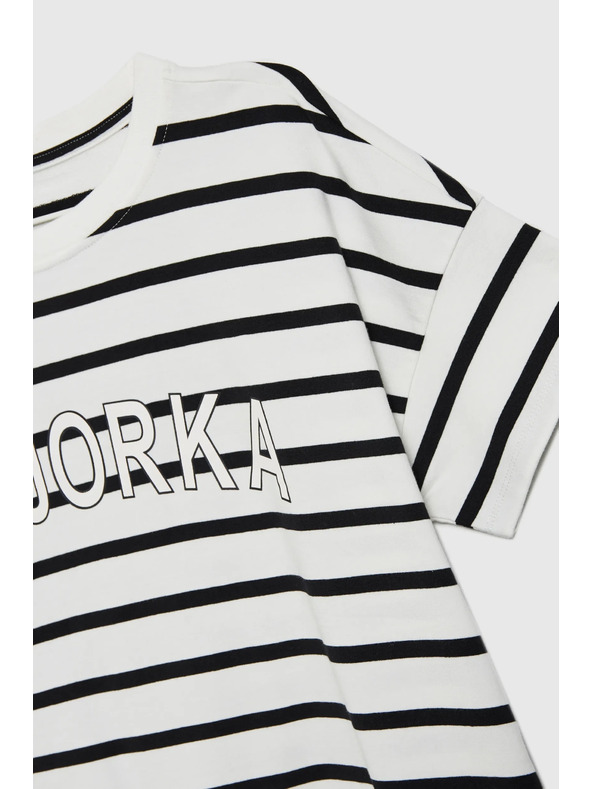 Moodo Bílé dámské pruhované tričko