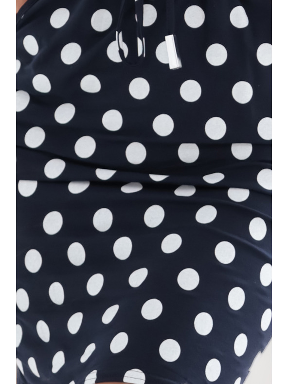 numoco Sportovní šaty s vázáním a kapsami - tmavě modré s bílými puntíky