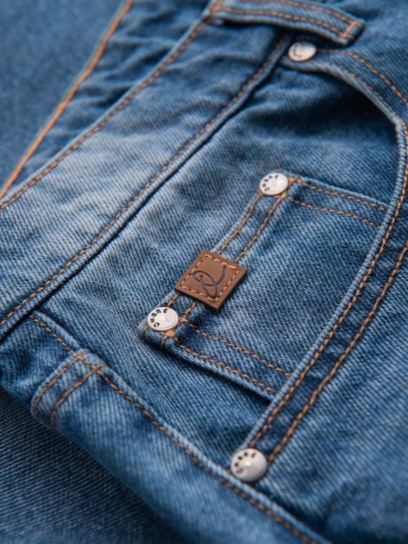 Ombre Clothing Pánské džínové kraťasy s dírami a trhlinami - modré