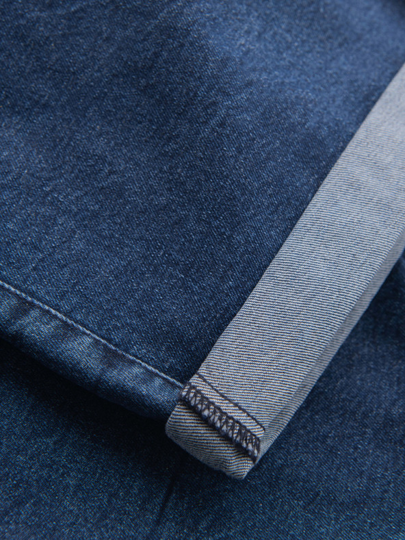 Ombre Clothing Pánské džínové šortky s ohrnutou nohavicí - tmavě modré