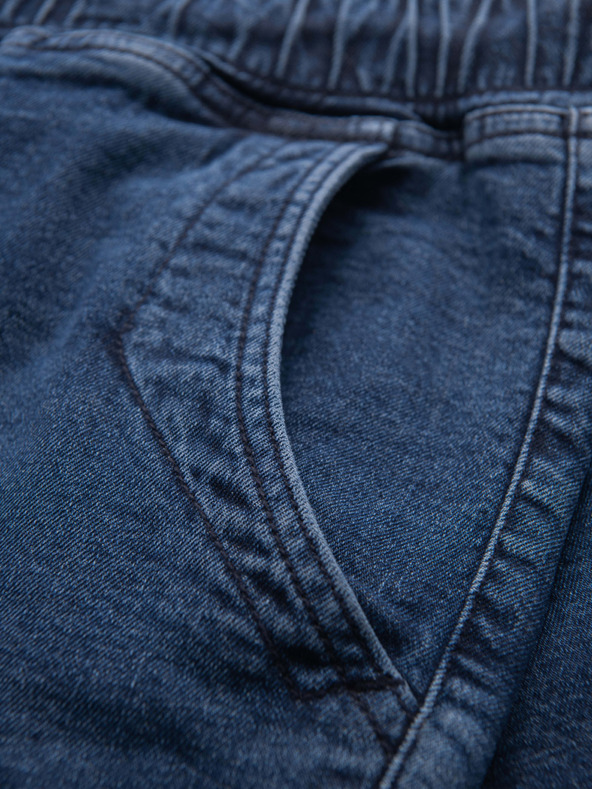 Ombre Clothing Pánské džínové šortky s ohrnutou nohavicí - tmavě modré