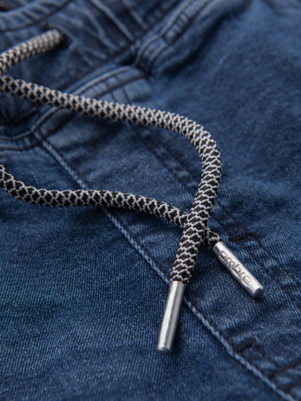 Ombre Clothing Pánské džínové šortky s ohrnutou nohavicí - tmavě modré