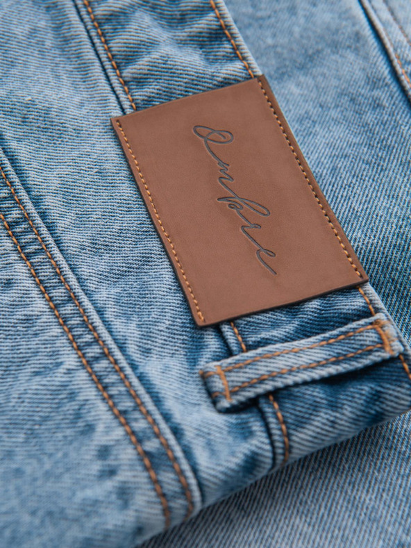 Ombre Clothing Pánské krátké džínové šortky s dírami a trhlinami - světle modré